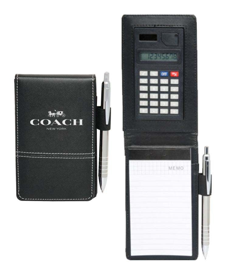 Leatherette Journal Notepad With Calculator and Pen Holder